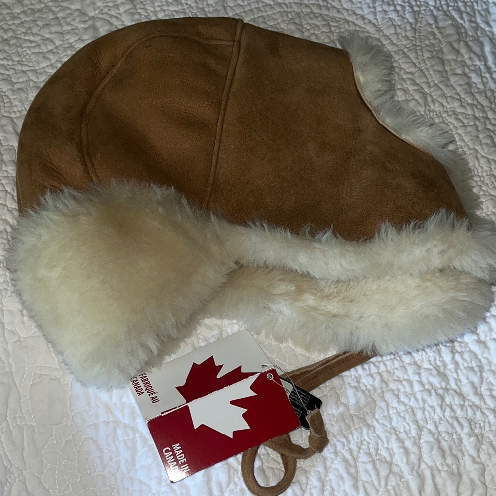 NWT Tan  Fur-Lined Hat